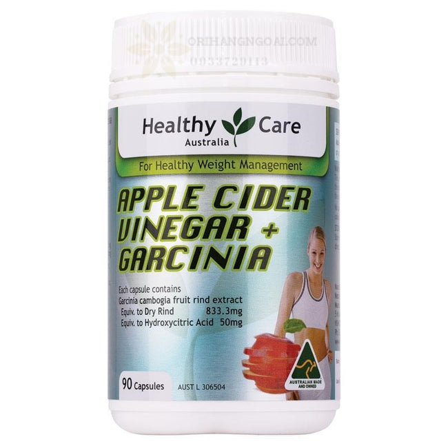 Viên uống giảm cân với giấm táo Healthy Care Apple Cider Vinegar + Garcinia 90 viên